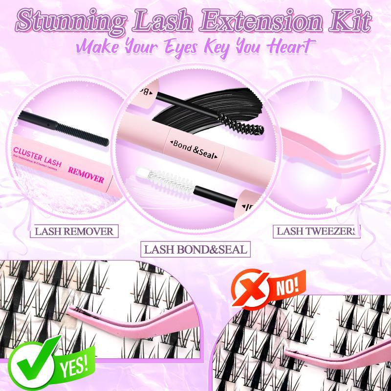 140 Cluster Korean False Lash Extension Kit Comfortable All Day Wear Lashes for Cosplay Daily Long Time Makeup