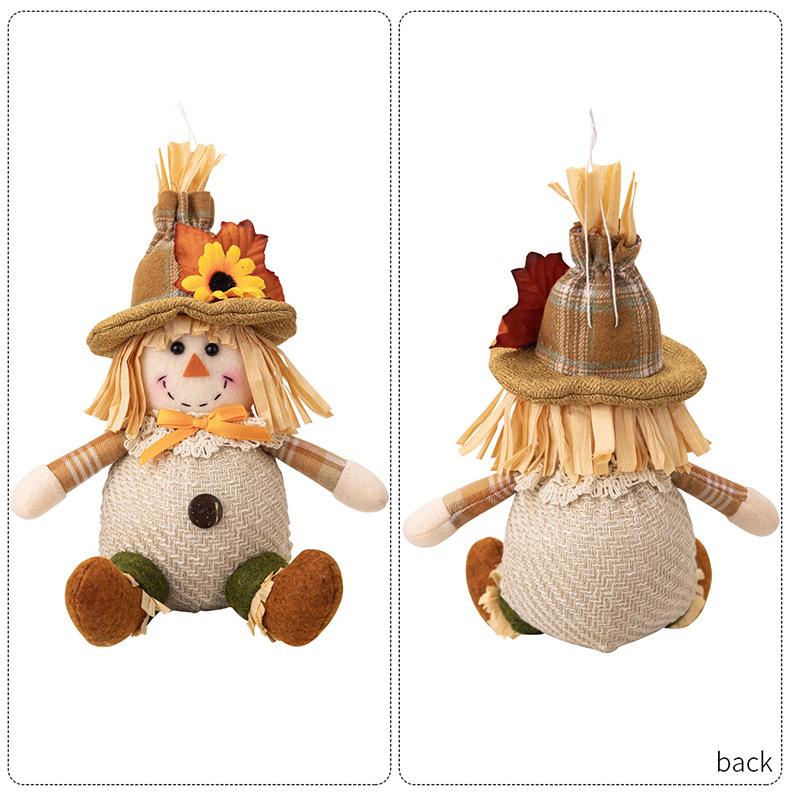 Thanksgiving Scarecrow Doll Decor Autumn Harvest Season Fall Plush Ornaments Halloween Decoration For Garden Farmhouse Party 1PC