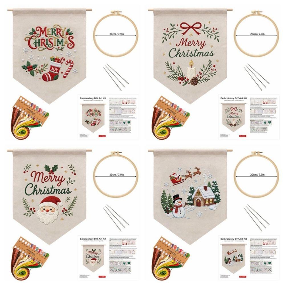 Santa Claus Christmas Embroidery Kit Handmade Xmas Embroidery Craft Set Cross Stitch Set Home