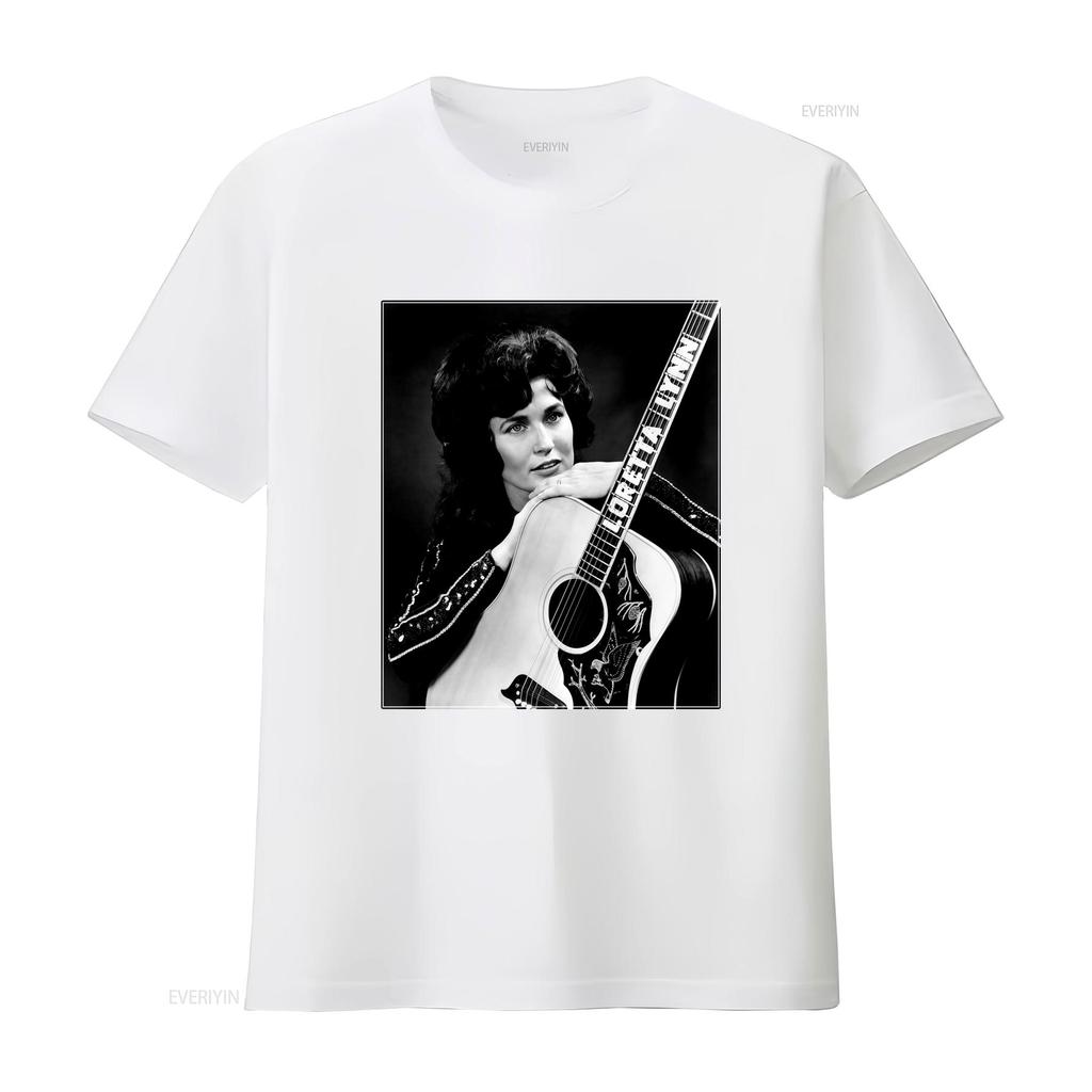 Vintage Black White Loretta Lynn Country Music Singer Print Casual T Shirt vintage Washed Breathable Stretched Stylish Slightly