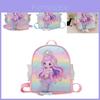 Mermaid Princess Sparkly Glitter Girls Cartoon Backpack Cute Soft School Bag For Kindergarten Kids