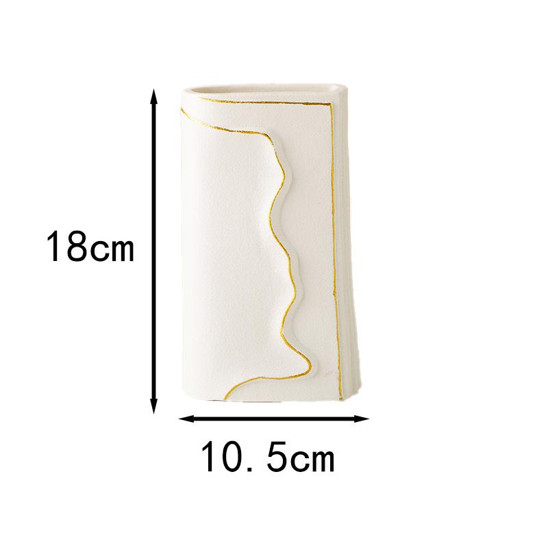 

Creative Book Shape Ceramic Vase Table Decoration Gold Painted Floral Vases Artificial Flowers Decorative Flower Arrangement