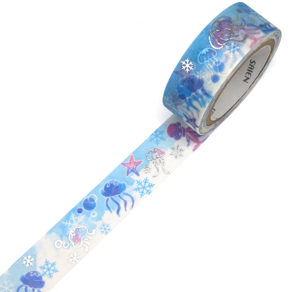 Kamiiso Sansho Japanese Washi Masking Tape in 15mm x 7m Jellyfish Made Japan SAIENUR-3048