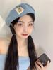 Bear Sticker~ New Denim Beret Women's Summer Thin Breathable Retro Sweet Versatile Fashion Painter Hat