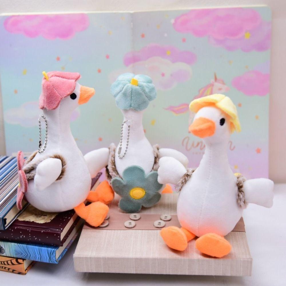 Cartoon Plush Goose Keychain Soft Big White Goose Charm Big White Goose Key Chain  Backpack Decor