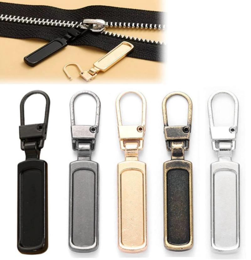 5Pcs Tool-Free Detachable Stylish Zipper Pull Metal Zipper Repair Replacement Slider DIY for Coat Jacket Backpack Handbags