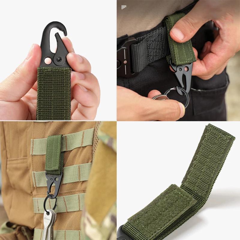 Tactical Carabiner Nylon Key Hook Holder Webbing Buckle Hanging Backpack Belt Buckle Keychain Camping Hiking Tools Accessories