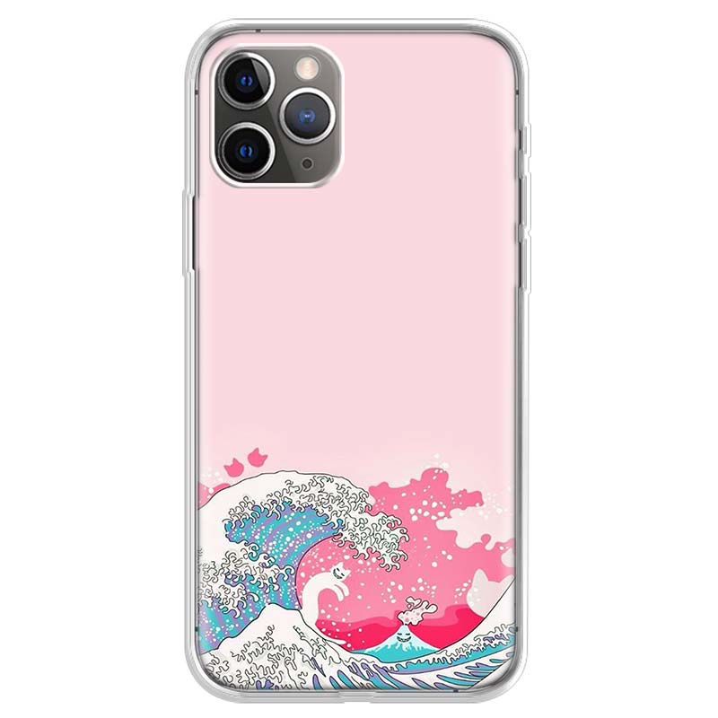 Japanese wave art Phone Case For iPhone 17 Air 11 13 Mini 14 15 Plus 16 12 Pro Max 16E SE 7 8 Pattern Soft TPU Back Cover  17 Ai