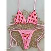 New multi-color printed straps sexy T-bikini swimsuit
