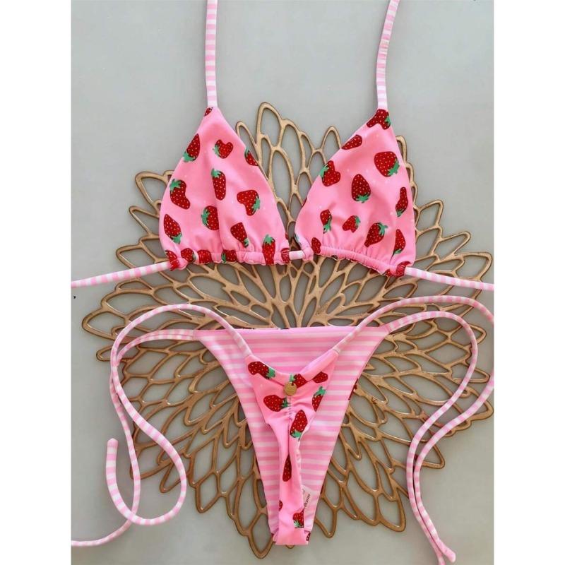 New multi-color printed straps sexy T-bikini swimsuit