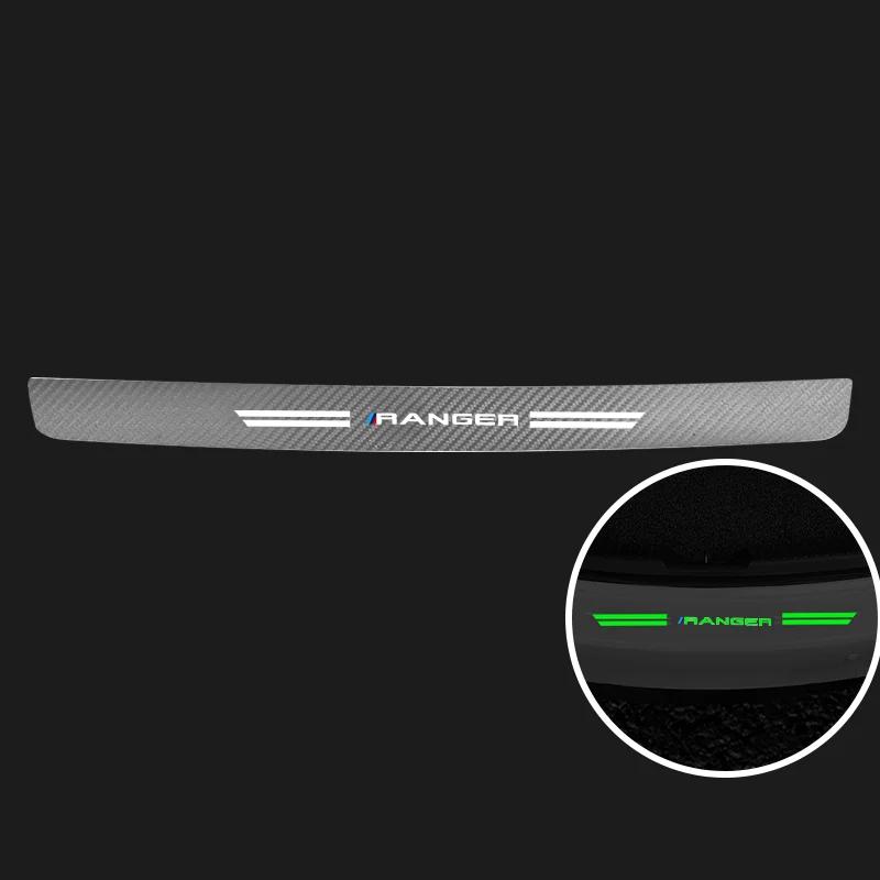 Luminous Transparent Car Door Sill Sticker For Ford Ranger T9 T6 Raptor 2024 Carbon Fiber Trunk Threshold Strip Auto Accessory
