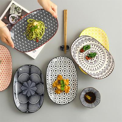 10/12 Zoll Keramik-Dessertteller, gedämpftes Fischgericht, Restaurantgeschirr, Steakteller, ovaler Speiseteller