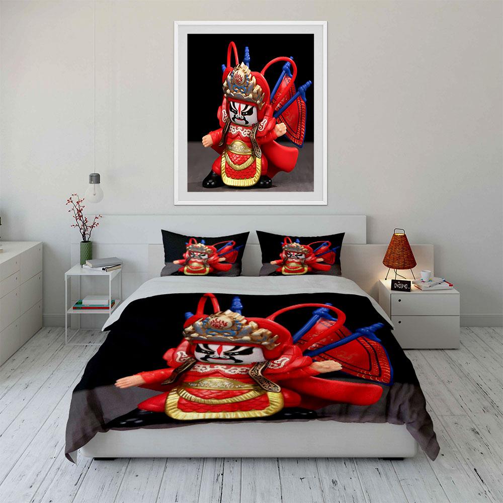 Opera-themed warrior character. Bedding sets Duvet cover sets Duvet covers Pillowcases(1*Duvet Cover 2*Pillowcases without duvet insert)