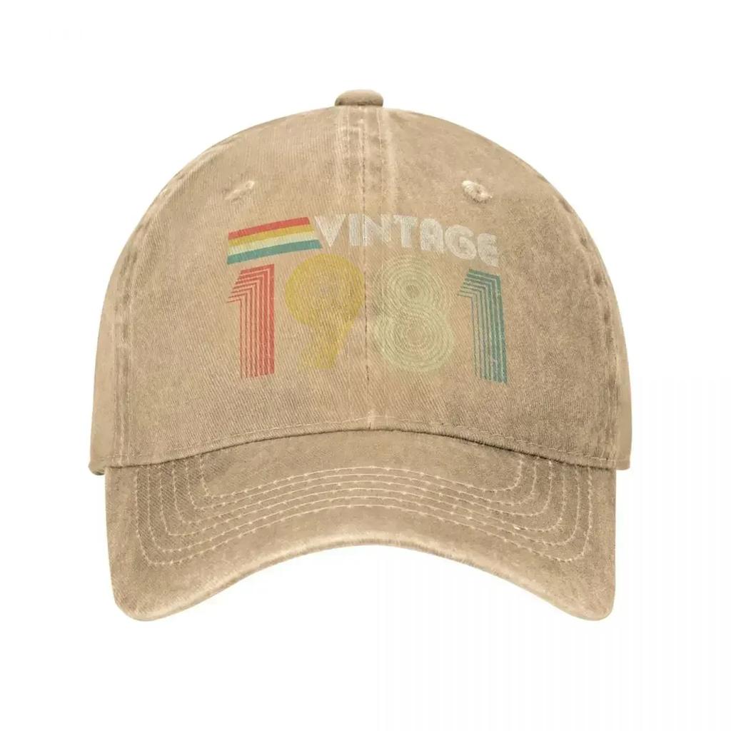 Vintage 1981 Birthday Gift Unisex Baseball Cap Distressed Washed Caps Hat Classic Outdoor All Seasons Travel Gift Snapback Cap