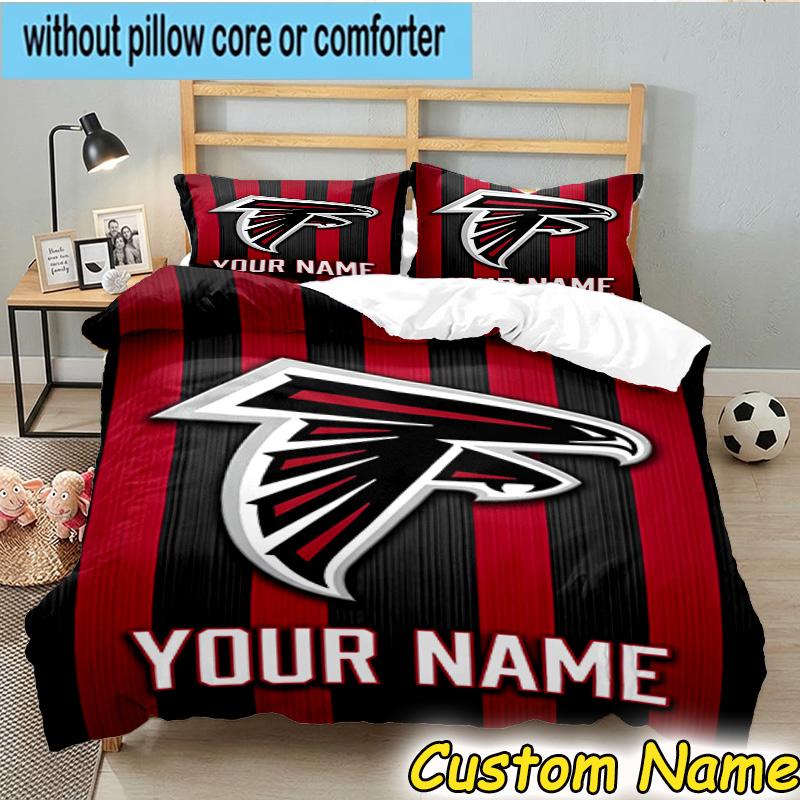 3pcs Custom Name Atlanta-Falcons Rise Up Bedding Set Includes 1 Duvet Cover & 2 Pillowcases for All Seasons Dormitory Home Decor Christmas gifts