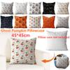 Halloween Ghost Pumpkin Pillowcase Washable Plush Faux Fur Pillowcase Comfortable Pillow Cover for Couch Sofa Home Decor 45*45cm