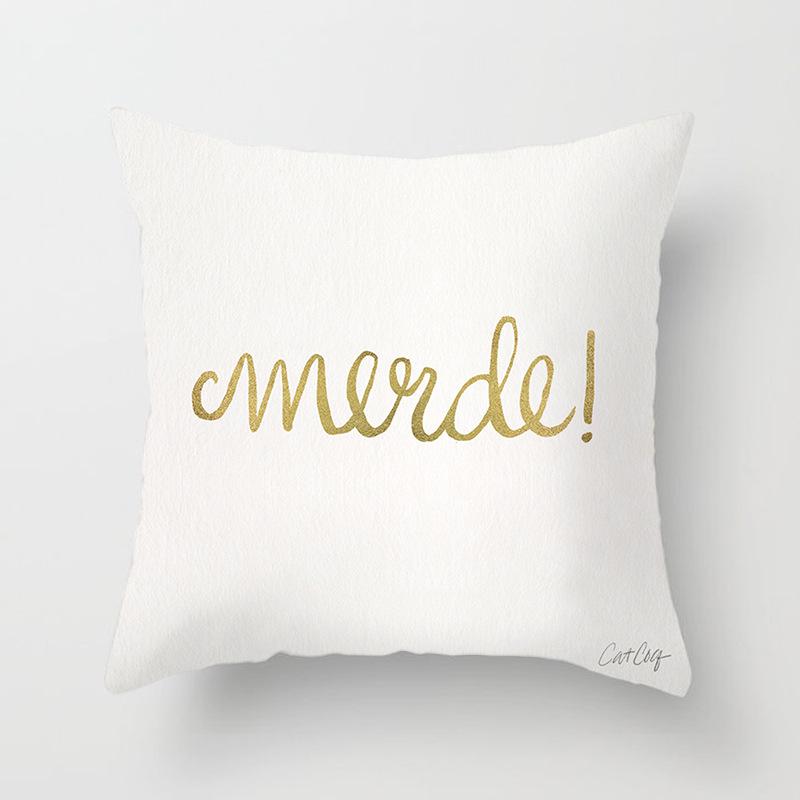 Home Furnishings Simple Golden Sofa Pillow Cover Digitally Printed Car Cushion Cover