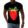 Summer Round Neck 3D Fun Fruit Pattern Print Top Fashionable Casual Short Sleeved Men's T-shirts