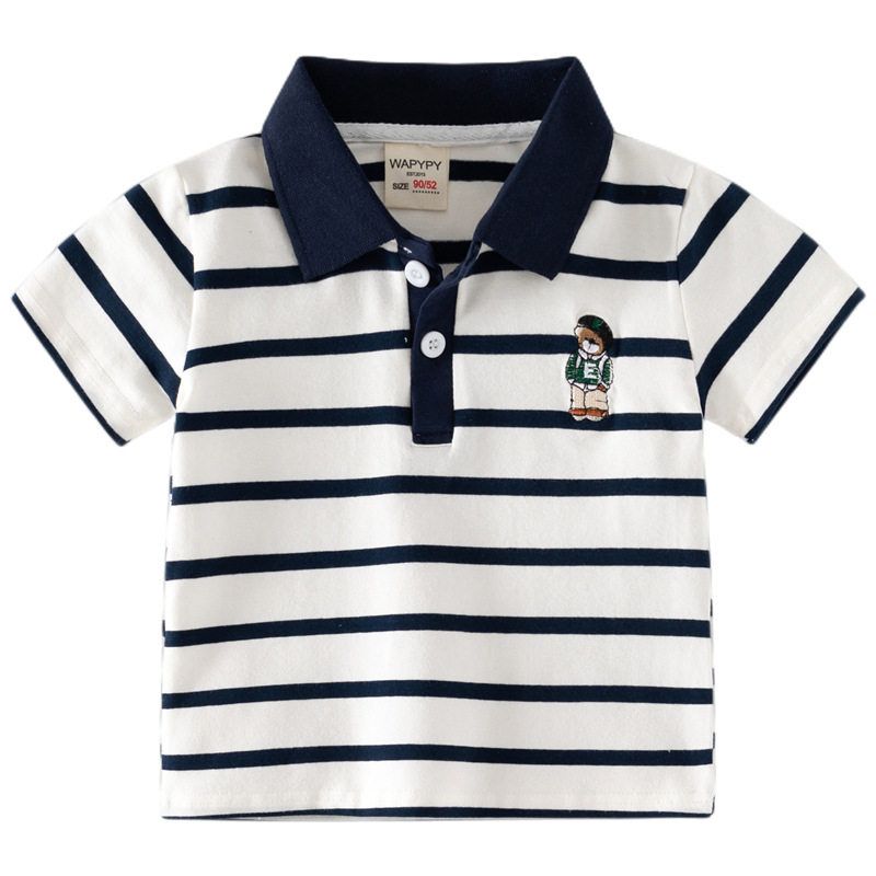 Children's Clothing Summer Kids Stripes Polo Shirt Clothes Summer Clothes Boys' Lapel Short Sleeve T-shirt Baby Boys' Half Sleeve Tops