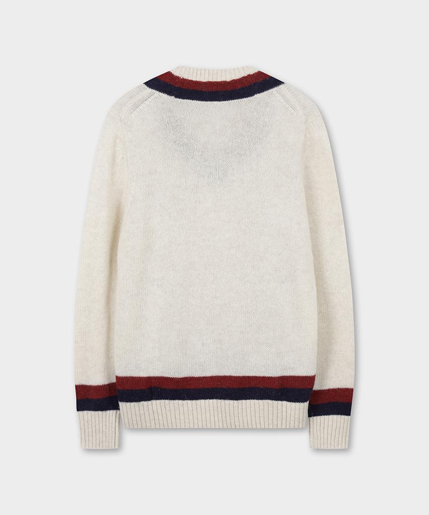 BROOKS BROTHERS Tennis V-Neck Sweater (Ivory) (Bbwnmf4521Bef)