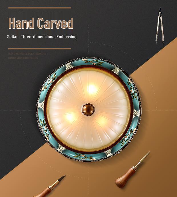 European Retro Dimmable LED Ceiling Light for Hallway, Balcony, or Bedroom