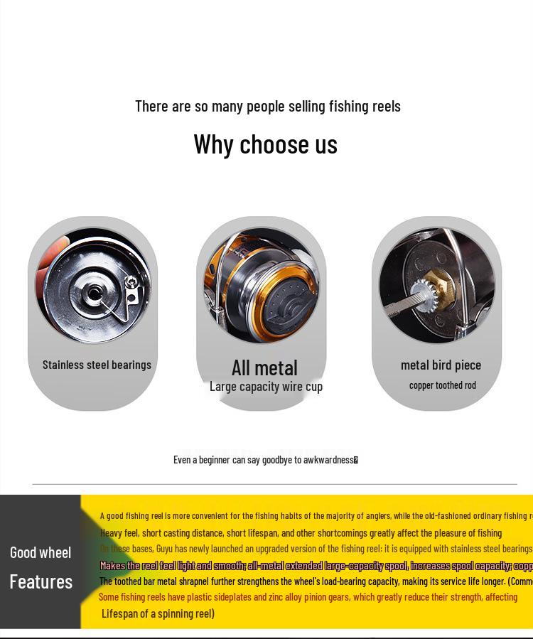 Mini Stainless Steel Fishing Reel – All-Metal Design for Raft, Ice, and Surf Fishing.