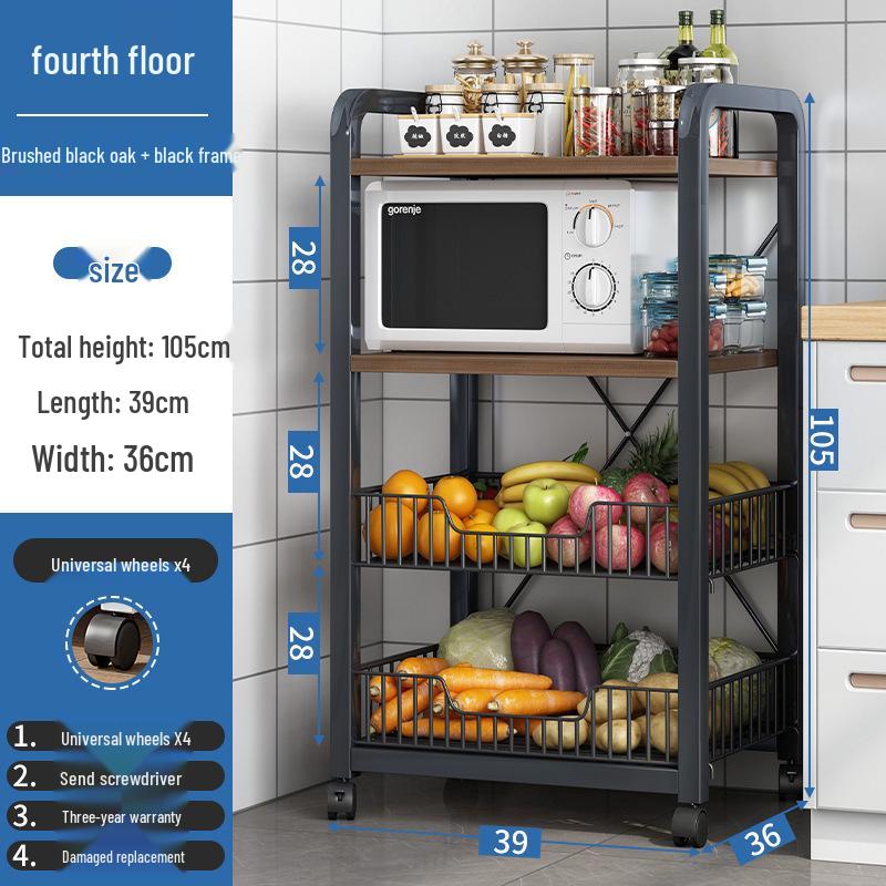 Freestanding Multi-Layer Kitchen Storage Rack for Microwave & Cookware