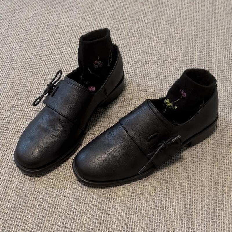 New Autumn Leather Flat Shoes 2025 Designer Outside Versatile Casual Women Loafers Concise Comfortable Soft Soled Women Flats