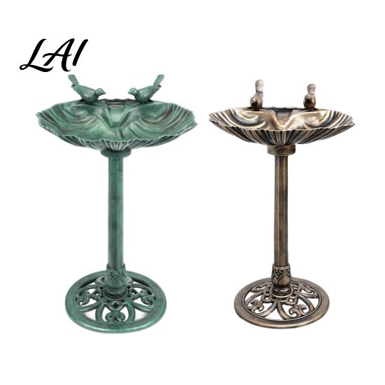 Bird Feeder Pedestal Bath Copper Resin Birdbaths Weather Resistant Floral Accents Stable Base Bath Vintage Bronze Finish Garden Decor for