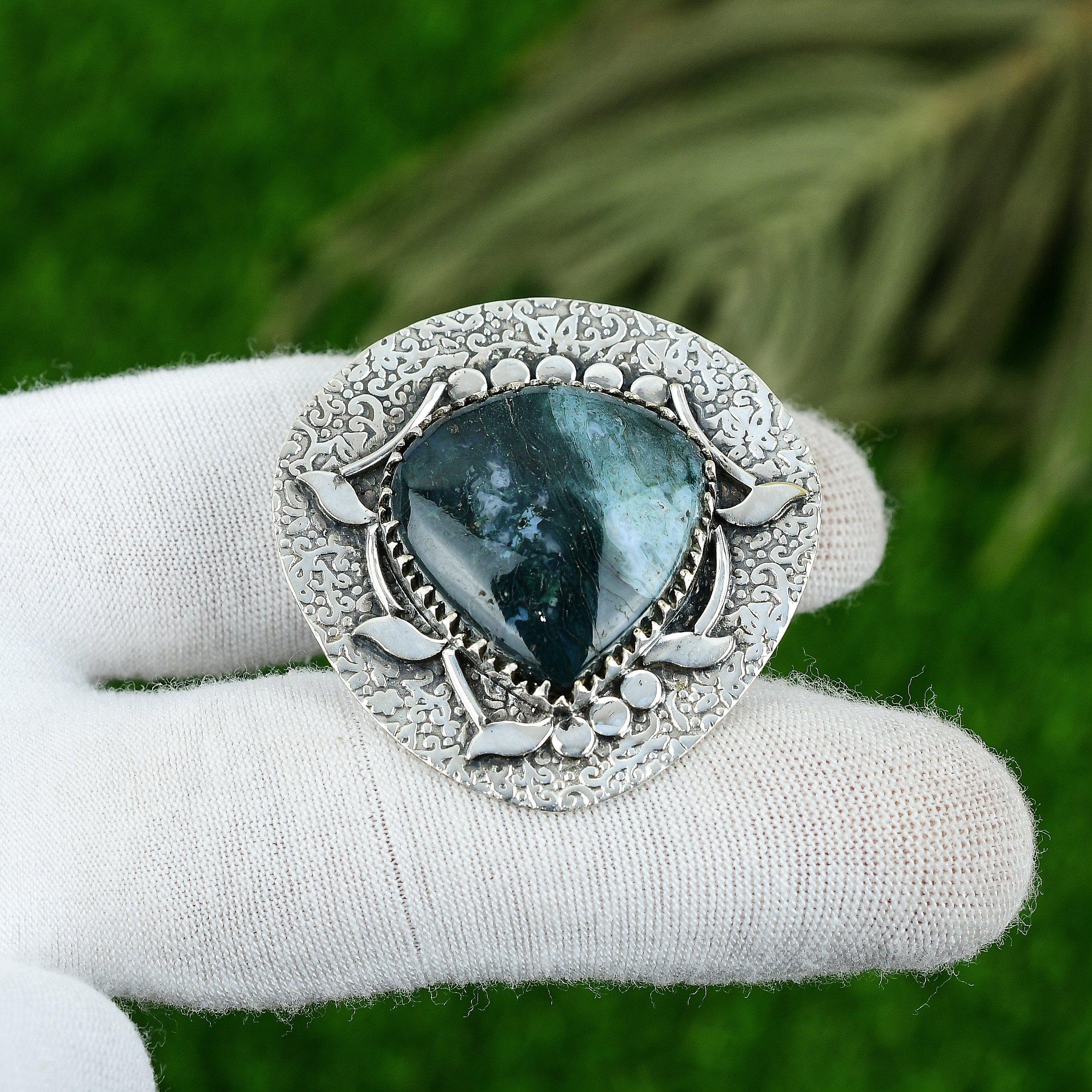 

Свадебный подарок для нее Подвеска из серебра 925 пробы с натуральным солнечным моховым агатом