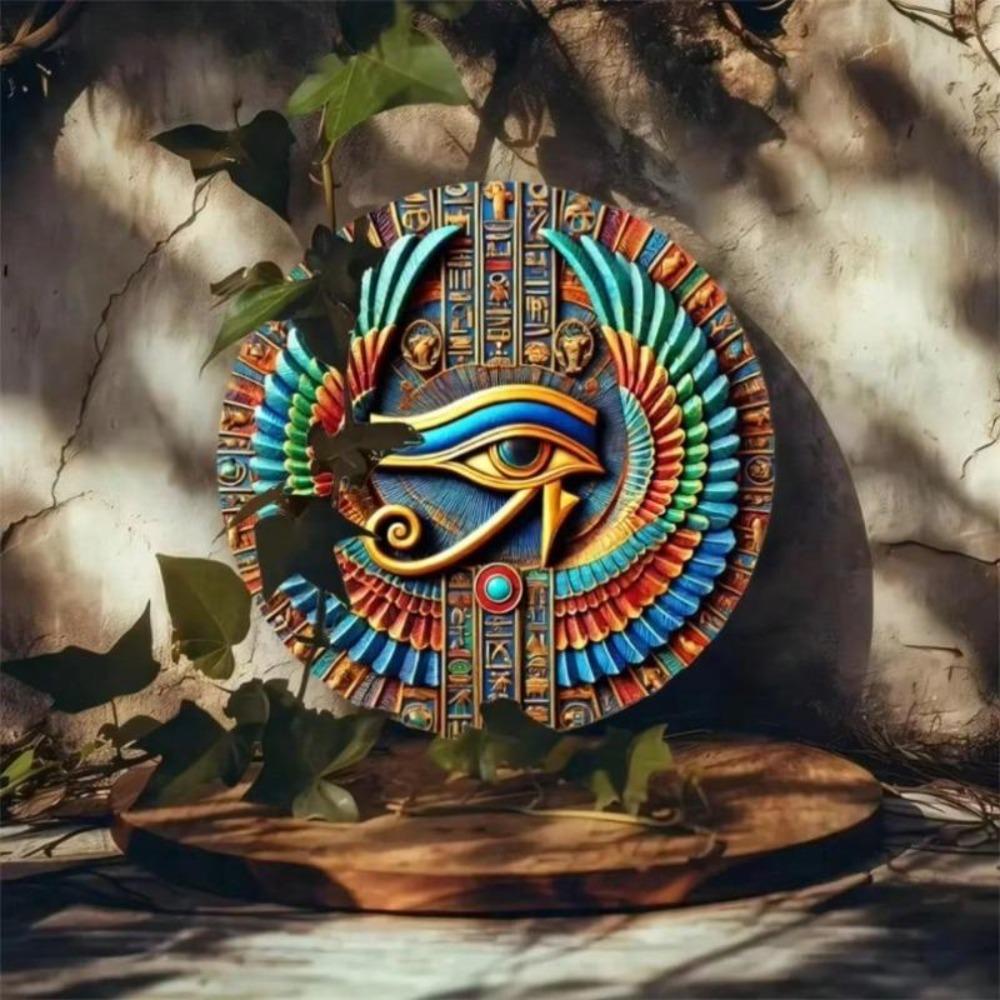 Metal Horus Eye Wall Art Set Weatherproof Foil Engraving with Hanger Holes