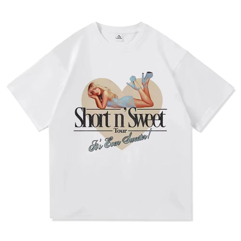 

2026 SpringSummer New Sabrina Carpenter Short N Sweet Tour TShirt Fashion Vintage TShirt Womens High Quality Tees Shirts S