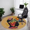 1pc Flower Power Office Round Area Rug,  Mat Suitable For Office, Under Office Chairs Bedroom Living Room Home Decor, Room Deco