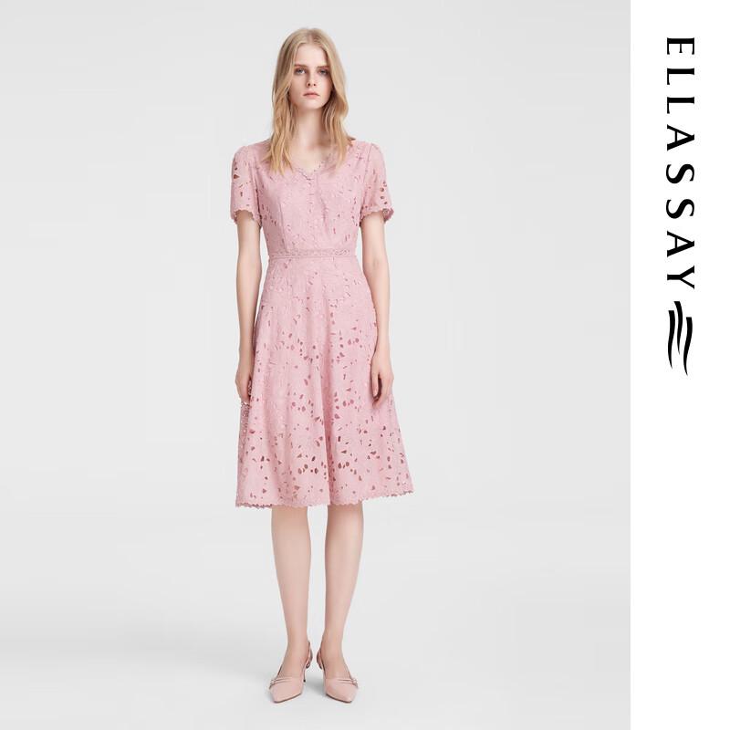 ELLASSAY Women's Gentle Embossed Jacquard Mid-Length Dress