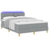 LED Box Spring Bed with Headboard Light Gray 140 X 200 Cm Fabric