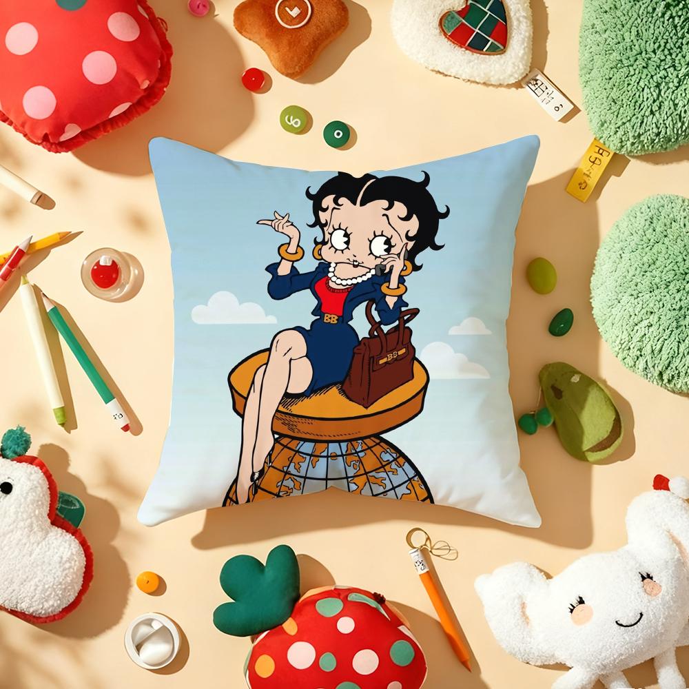 B-Bettys-Cute-B-Boops Pillow Case Plush Fabric Soft Double-Sided Printed Sofa Warm Winter Home Gift Cushion Cover