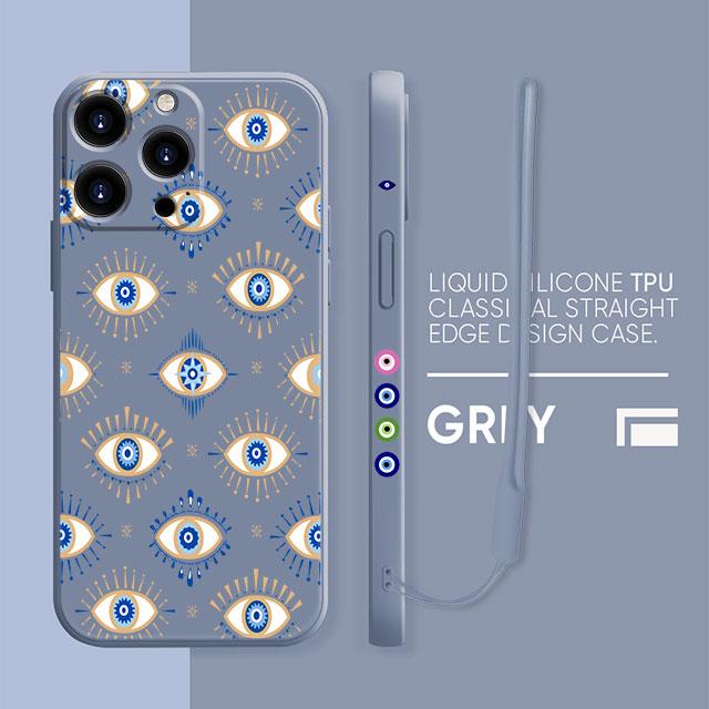 Custodia per Dolci Occhio Malvagio Blu e Oro Per iPhone 13 11 12 Pro Max 12 Mini X XR XS MAX SE 2020 7 8 6s Plus Silicone Quadrata Funda Capa