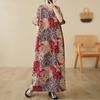 Short Sleeve Plus Size Cotton Vintage Floral New In Dresses for Women Casual Loose Long Summer Dress