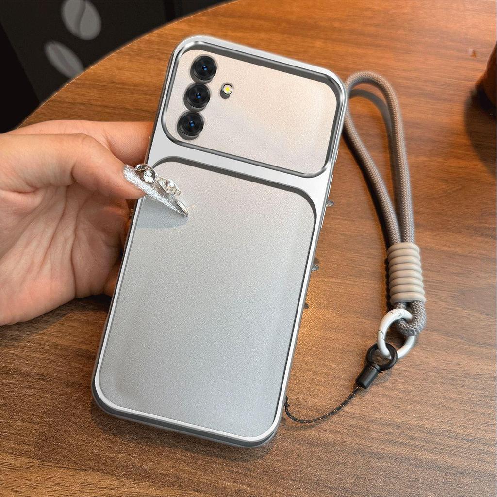 Luxury Big Window Phone Case with Lanyard for Samsung Galaxy S25+,S25 FE,S25,S24+,S24 FE,S24,S23 FE Premium Textured Casing
