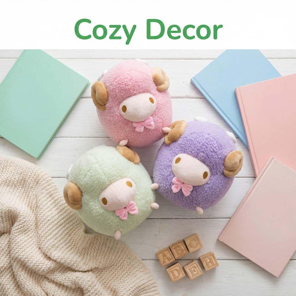 Purple Color Round Sheep Plush Doll Pink Color Sheep Plush Pillow Argali Goat Plush Toy  Kids Room