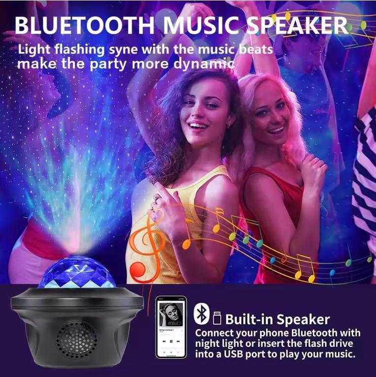 2025 Galaxy Projektor LED Sternenhimmel Bluetooth Musik USB Fernbedienung Stern Nachtlichter Aurora Nebel Ozeanwelle Ausgefallen Romantisch Kinderlampe