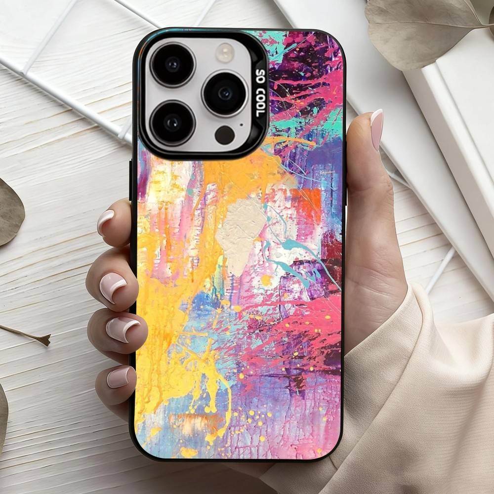 Cool C-Colorful G-Graffiti Phone Case For iPhone17,16,15,14,13,12,11 Plus,Pro Max Candy Silver Plated Inside Cover