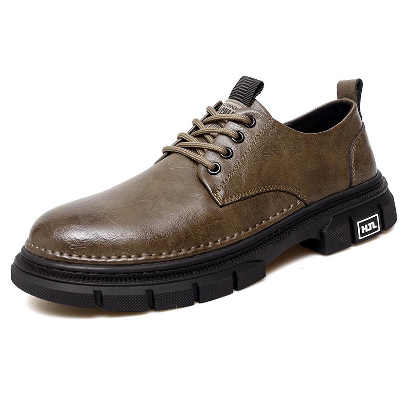 

МодаПовседневная обувь из натуральной кожи, трендовые мужские туфли-оксфорды, нескользящая мужская формальная деловая обувь для отдыха и прогулок 44 хаки