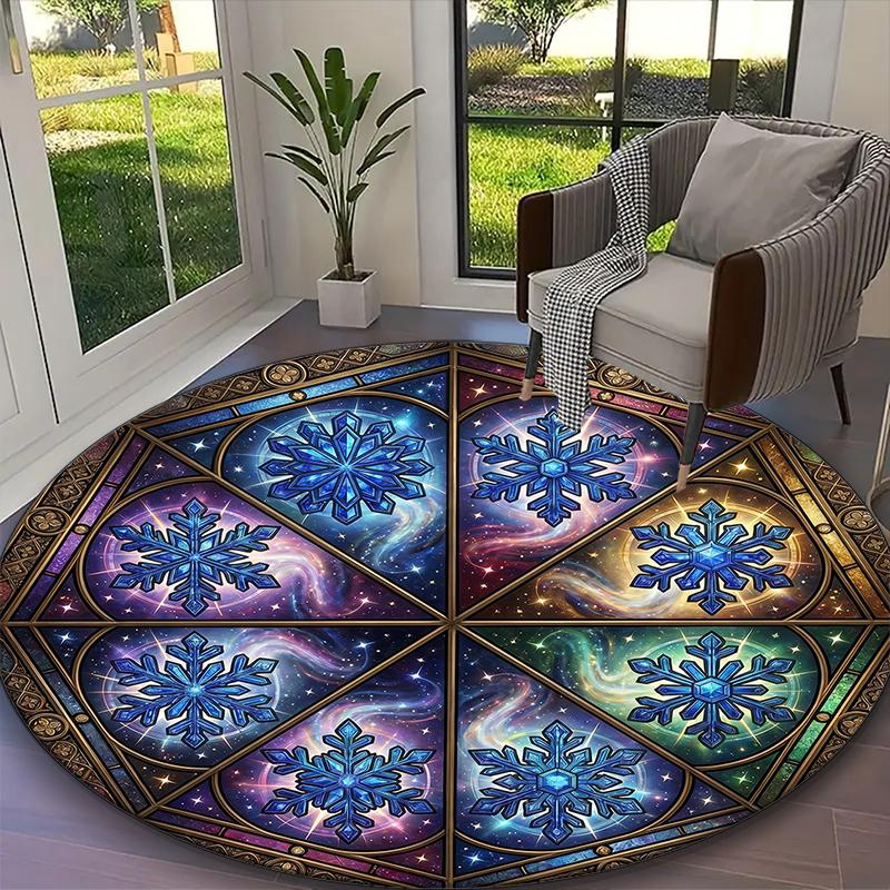 1pc Lunar Starry Owl Printed Chair Rug for Home Office Use, Living Room Kitchen Game Room Round Carpet