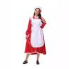 Christmas Cosplay Maid Costume Red Long Dress Cute Xmas Outfit Game Anime Role Play