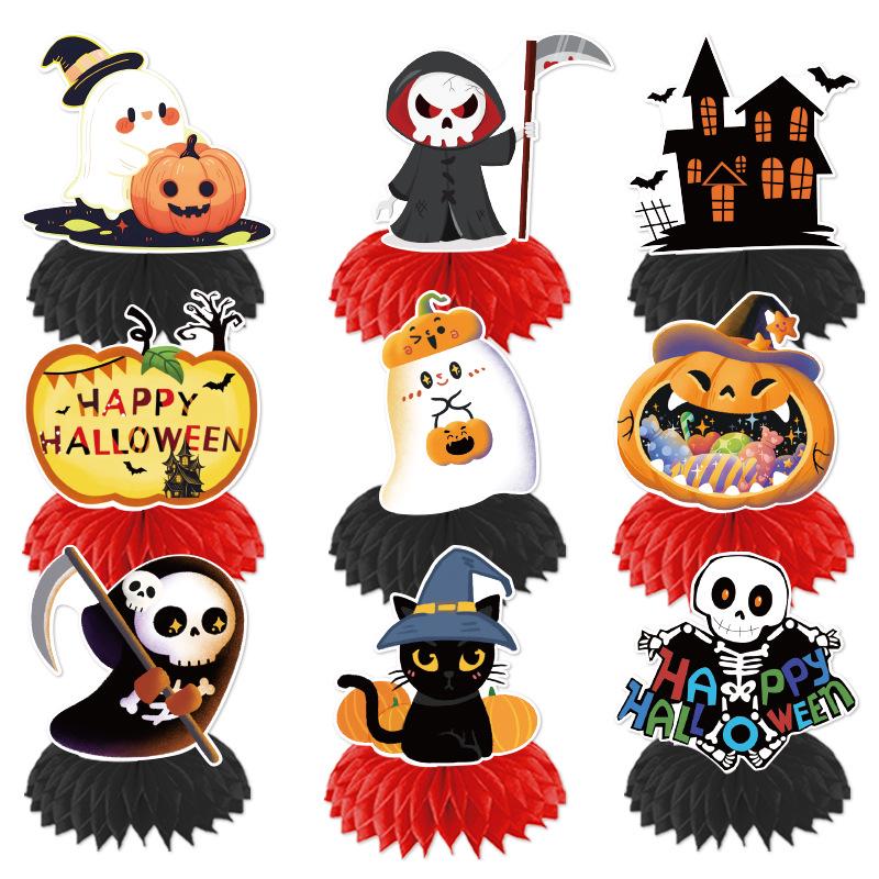 New Halloween Ghost Festival Horror Party Honeycomb Ornaments and Tabletop Decorations