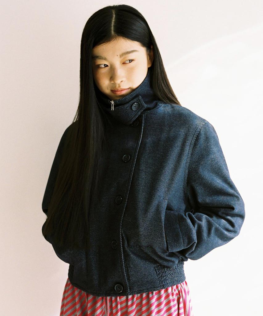 Webhouse Heart Logo High-Neck Jacket - Navy