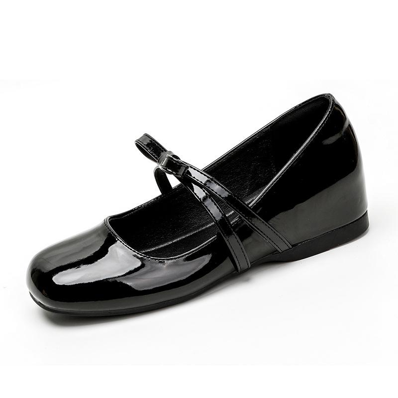 

Spring and Autumn new retro low-heeled round head inner height-increasing bow Mary Jane shoes women s shallow single shoes 34