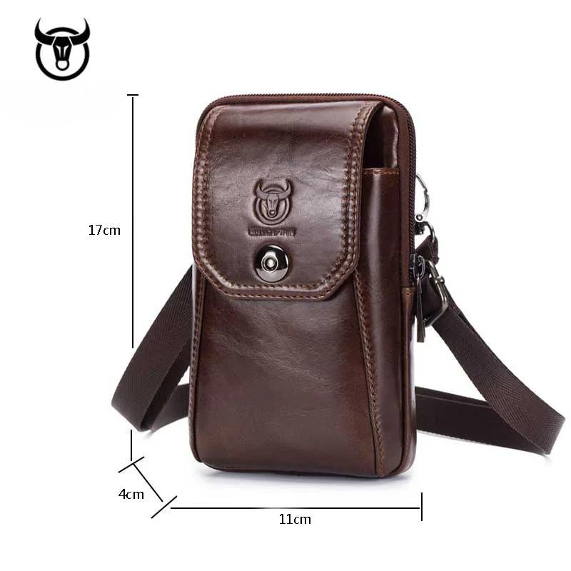 100% Genuine Leather Men's Shoulder Bag, Crossbody Bag, Phone Waist Bag, Wear-resistant