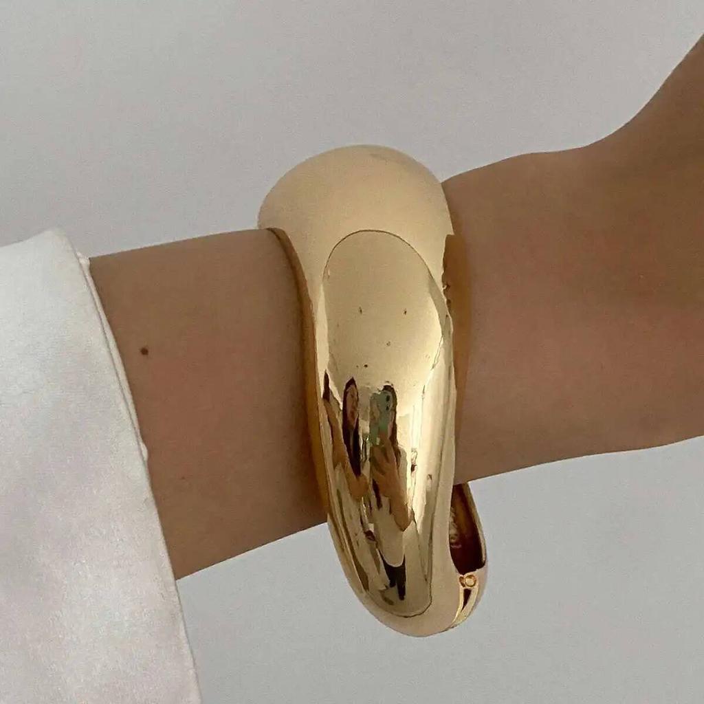 SHIXIN Vintage Brown Beige Resin Thick Bangle Bracelet for Women Punk Irregular Acrylic Wide Bangle Fashion Jewelry Accessories